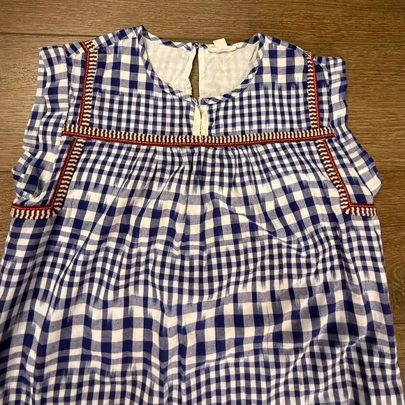 J. Crew Crewcuts Girls Gingham Navy Dress Embroidered Lined Sz 14 Summer/Fall - Picture 7 of 11